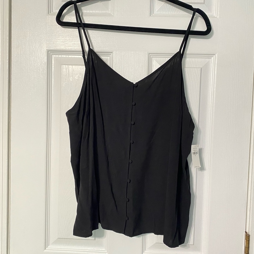 Old Navy Black Button Tank Top Blouse NWT
